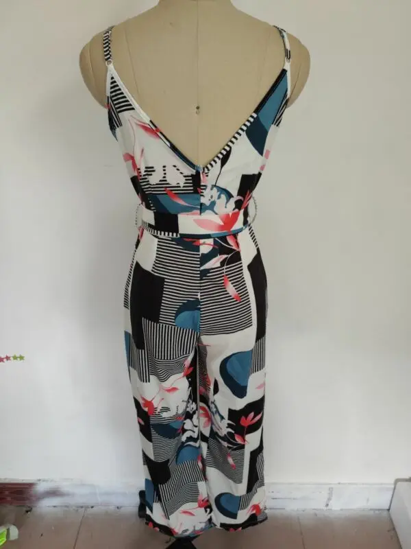 

Fashion Women Bodysuit Casual Ladies Sleeveless V Neck Print Club Long Pants Jumpsuit S-XL