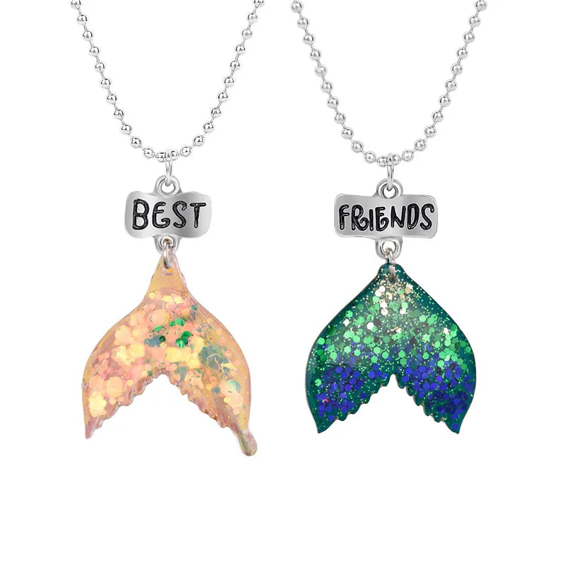 Детские украшения Лучшие друзья сверкающие ожерелья с изображением рыбьего