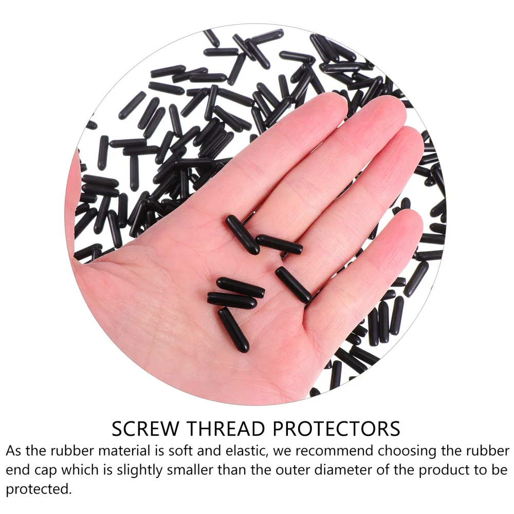 

250 Pcs Black Pipe Post Bolt Screw Rubber Thread Protector Cover Tube End Caps