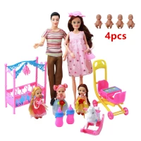6 person family couple combination11 5 barbies pregnant doll momdaddygirlstrollerdining chair children toy christmas gift