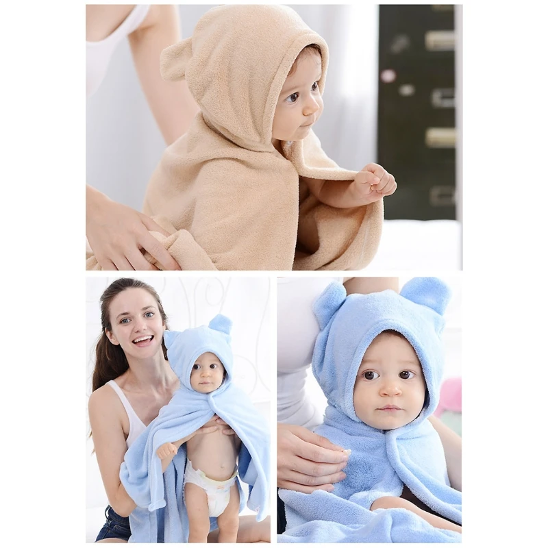 

J2FF Baby Cartoon Cute Bear Animal Hooded Bath Towel Ultra Soft Super Absorbent Bathrobe Cloth Robe Unisex for Boys Girls