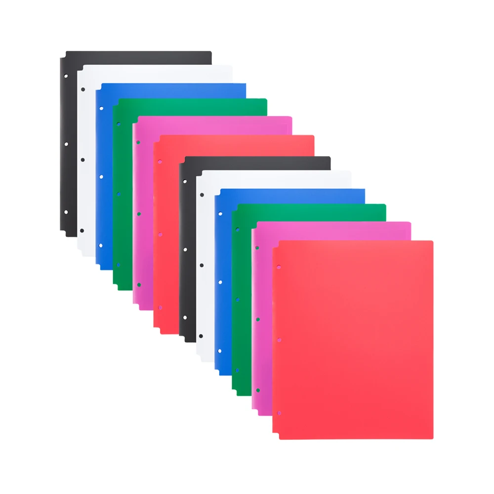 

12pcs/lot Comix 2 Pocket Folders Letter Size Poly File Portfolio Folder with 3-Hole Punch Plastic Folders w/ Pockets, 12pcs/Pack