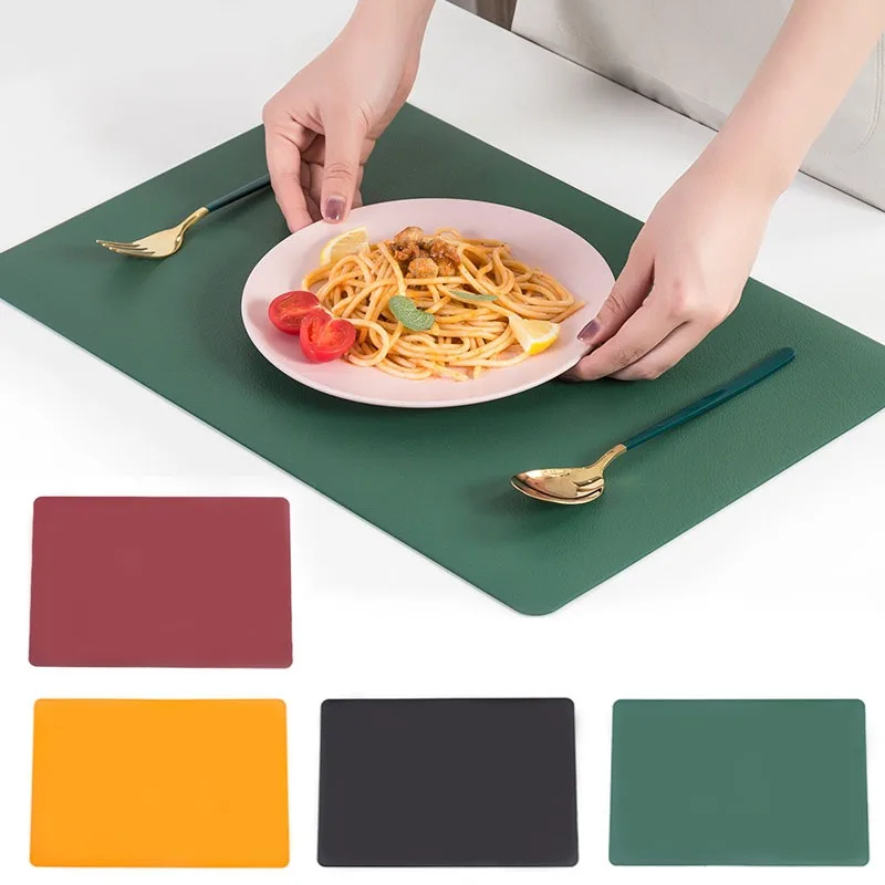 

2021 PU Leather Coaster Placemat for Dining Table Heat insulation Mat Waterproof Rectangle Table Pad Bowl Placemat Kitchen Tools