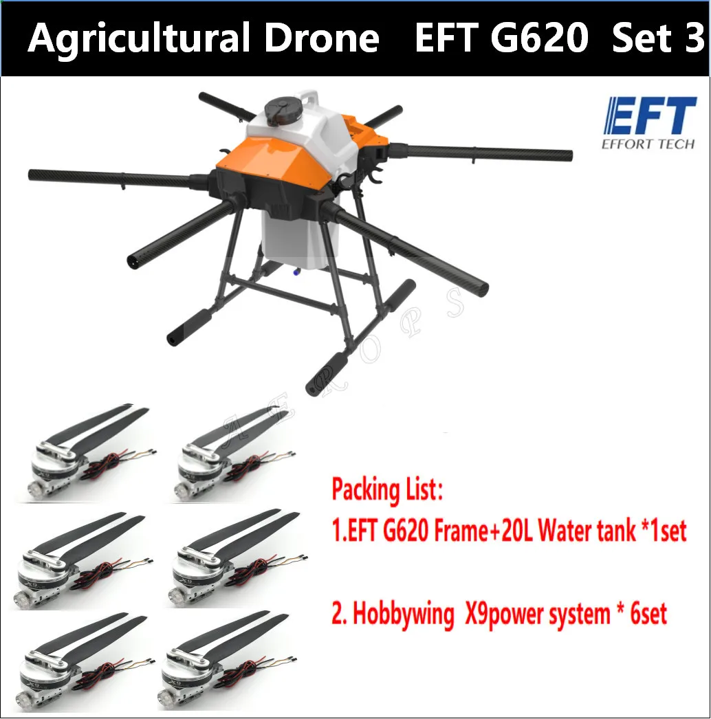 

EFT GX Series G620 Four-axis 20L/KG Agricultural Spray Drone Frame Water Tank Kit Sprayer for Pesticide Spraying