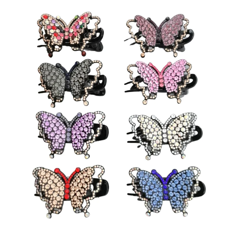 

SHUANGR Rhinestone Hairpin Butterfly Duckbill Hair Claws Retro Hair Clips Accessories For Women Shinning Ponytail Headwear