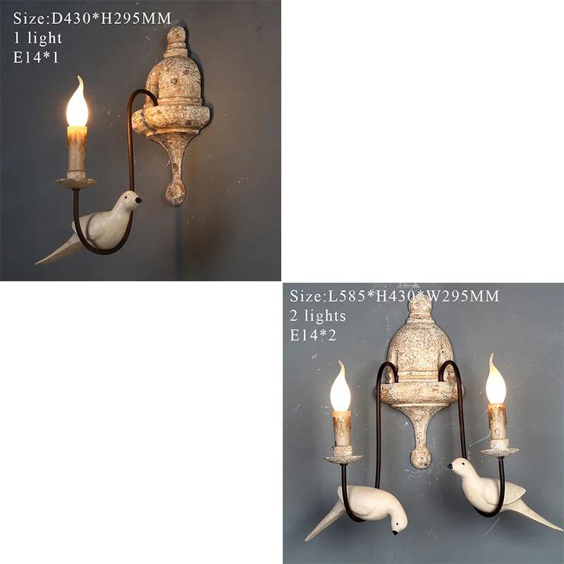 

Bird Chandelier with fabric shade rustic metal hanging chandeliers for living room bedroom french retro foyer lighting fixtures