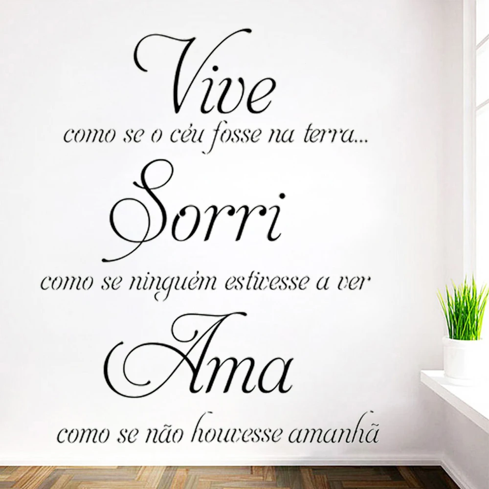 

Portuguese Wall Stickers Home Decor Vive Como Se O Ceu Fosse Na Terra Vinyl Decals For Livingroom Home Room Decoration DW8609