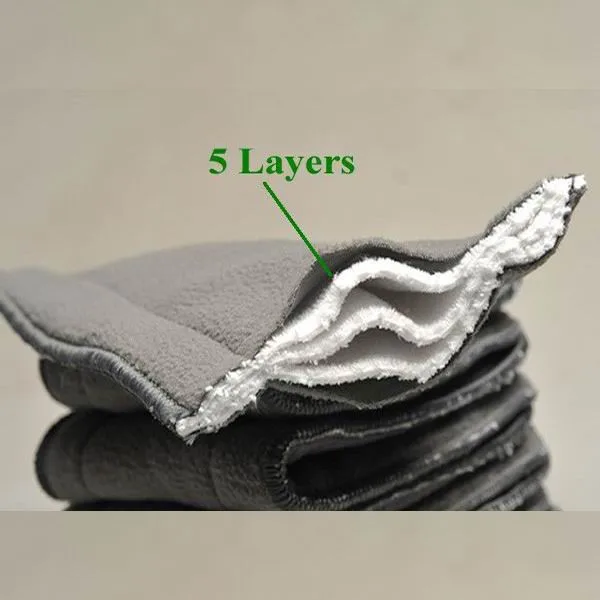 [ 60Pcs/Lot ] Reusable Bamboo Charcoal Inserts Baby Cloth Diaper Mat Nappy Insert Changing Liners 5-layer thick insert Wholesale | Мать и