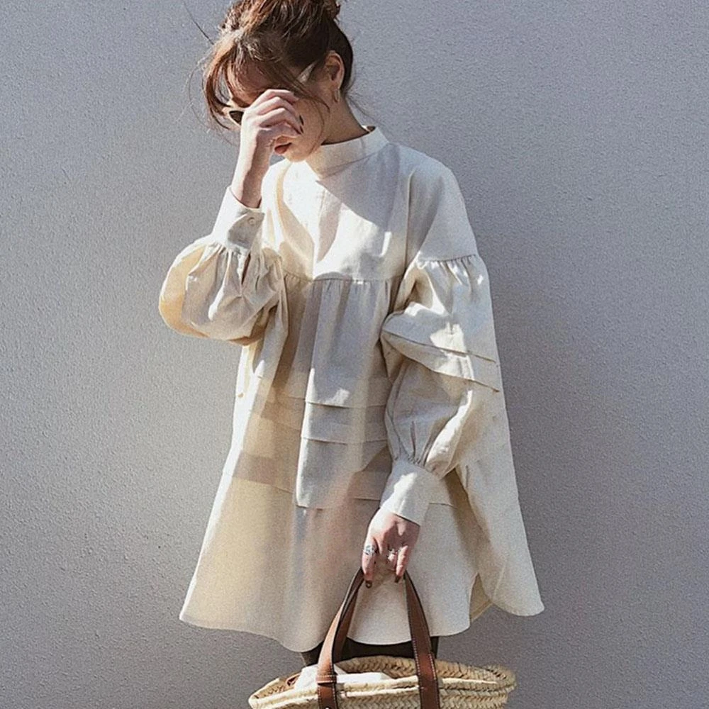 

Spring Autumn A-line Puffy Shirt Loose Lantern Long Sleeve Women Tops and Blouses Elegant Casual Shirts TA695
