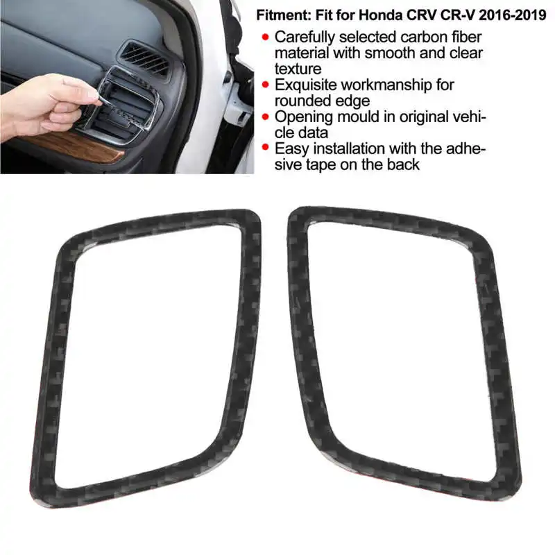 

2pcs Carbon Fiber Dashboard Air Vent Cover Trim Paste Installation Fit for Honda CRV CR-V 2016-2019