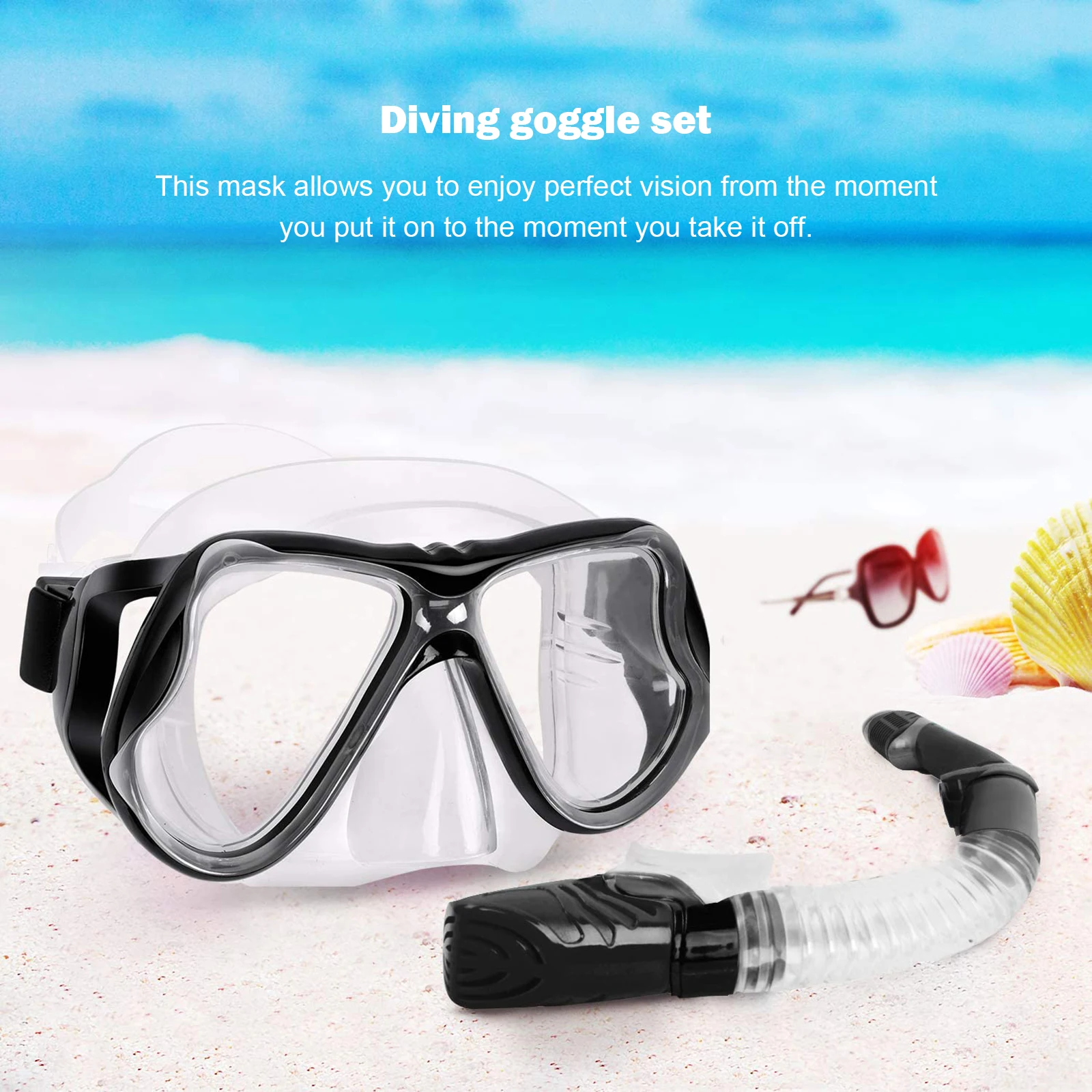 

Dry Snorkel for Professional Adults Snorkeling Gear Anti-Fog Anti LeakTempered Glass Mask with Mouth Piece for Swim Scuba Diving