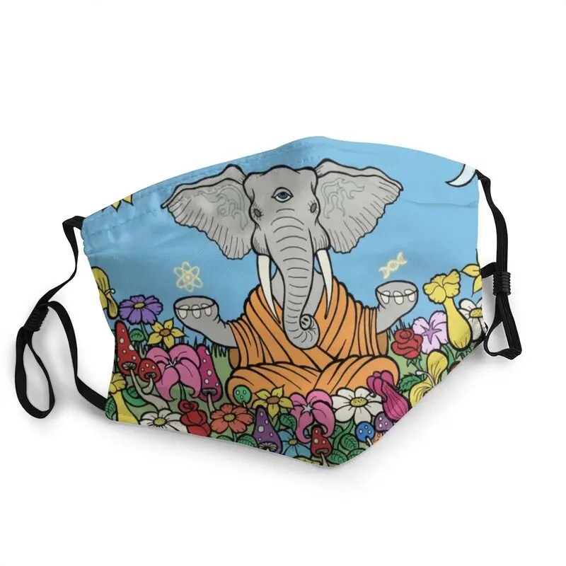 

Third Eye Elephant Buddha Washable Adult Mouth Face Mask Mushroom Flowers Anti Dust Protection Cover Respirator Mouth-Muffle