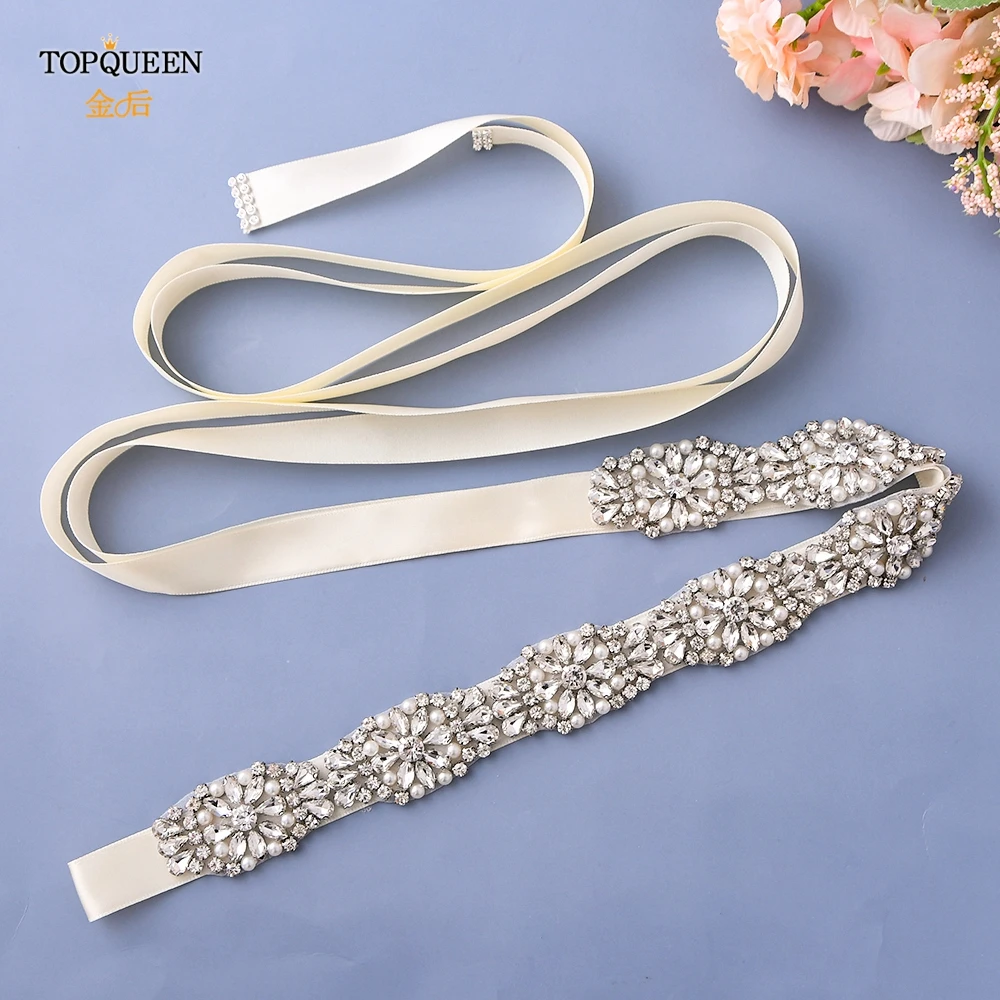 

TOPQUEEN S338 свадебные пояса люкс ручной работы с жемчугом и стразы свадебные платья с поясом к требованиям заказчика; Сверкающие; Для подружки н...