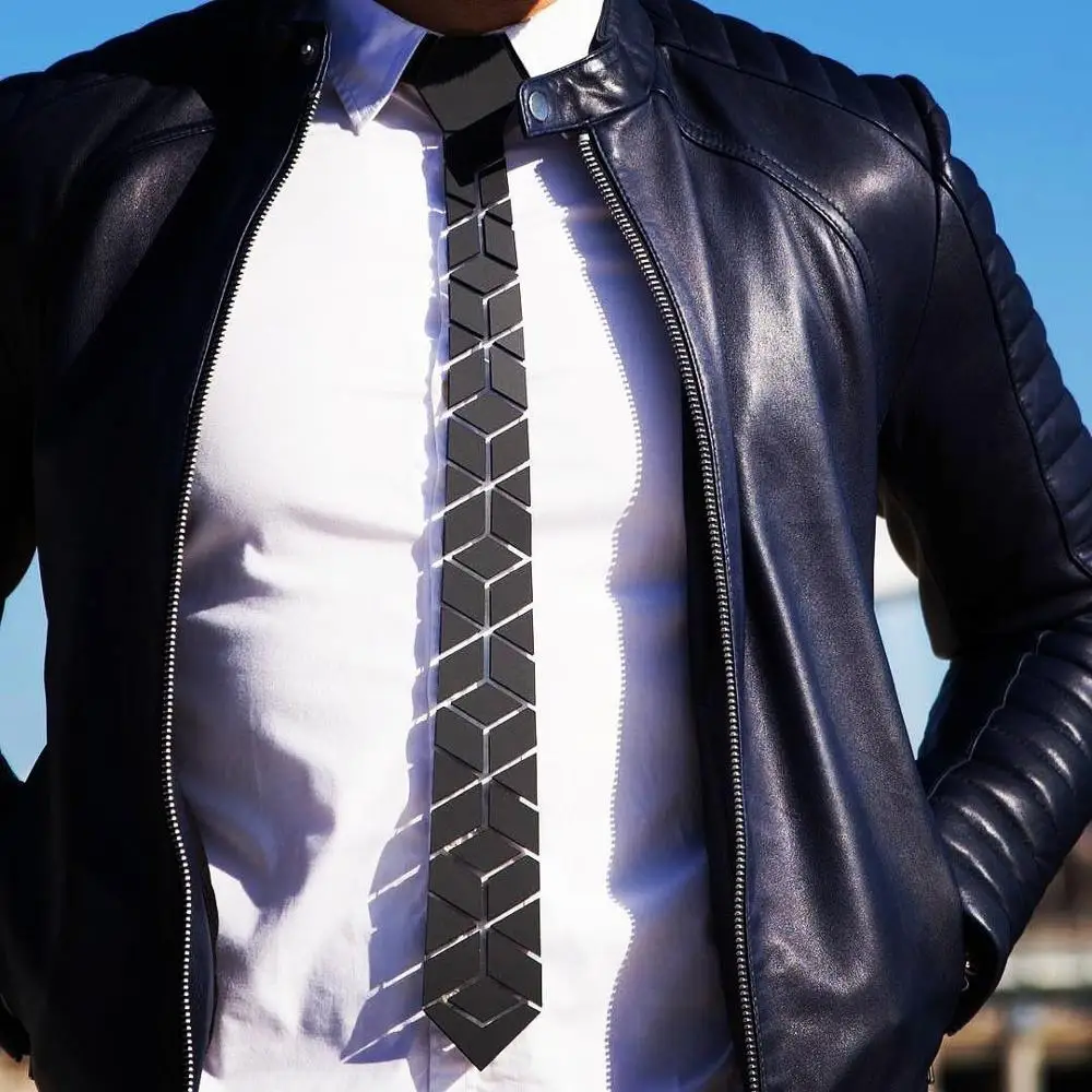 Модный геометрический черный галстук в клетку с бриллиантами официальная