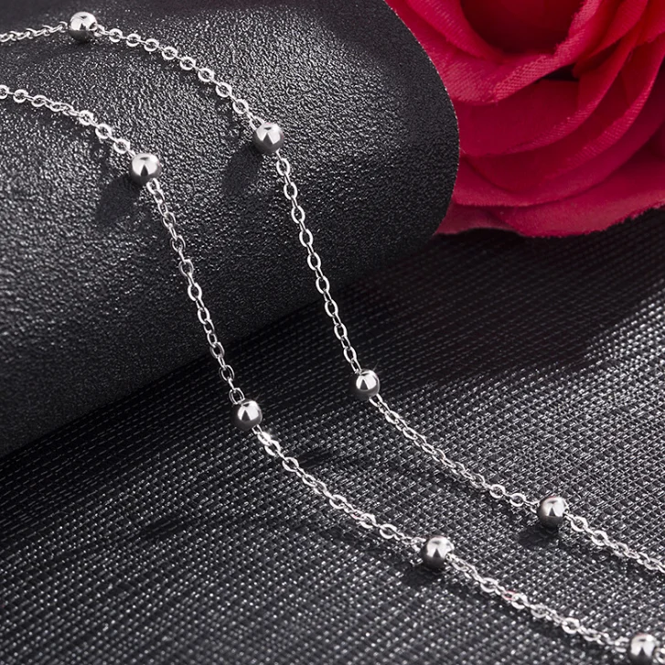 

TS-012 925 sterling silver chain ball beads chain Jewelry DIY chain 10pcs 45cm long chain woman fashion chain for necklace
