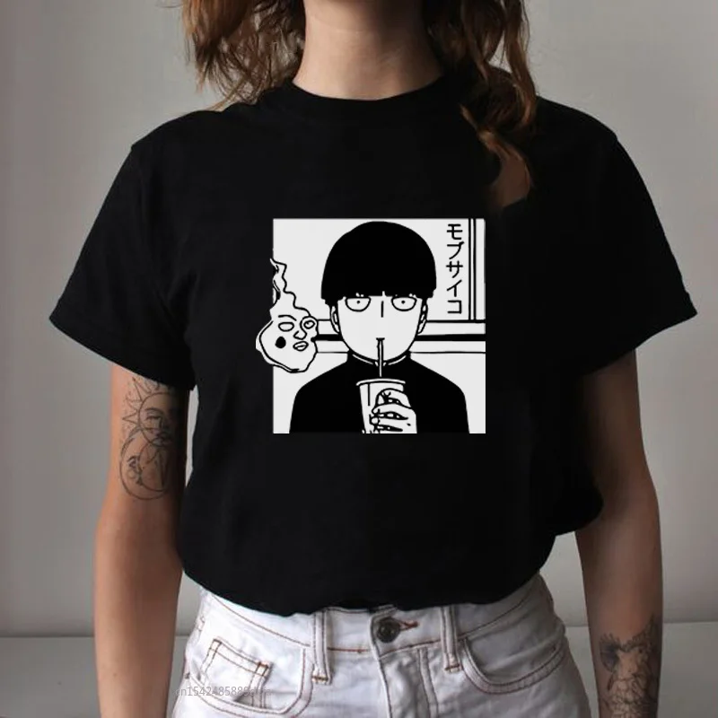 

Mob Psycho 100 Anime T Shirt Shigeo Kageyama Kawaii Manga Print Tops Funny Cartoon Graphic Clothing Summer Women Camisetas
