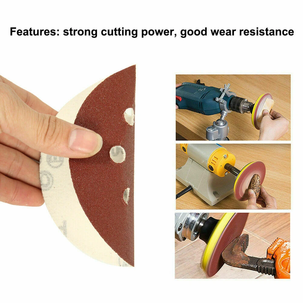 

50pcs 5\" 125mm Round Sandpaper Eight Hole Sand Sheets Grit 40-240 Hook And Loop Hook And Loop Sanding Disc Polish