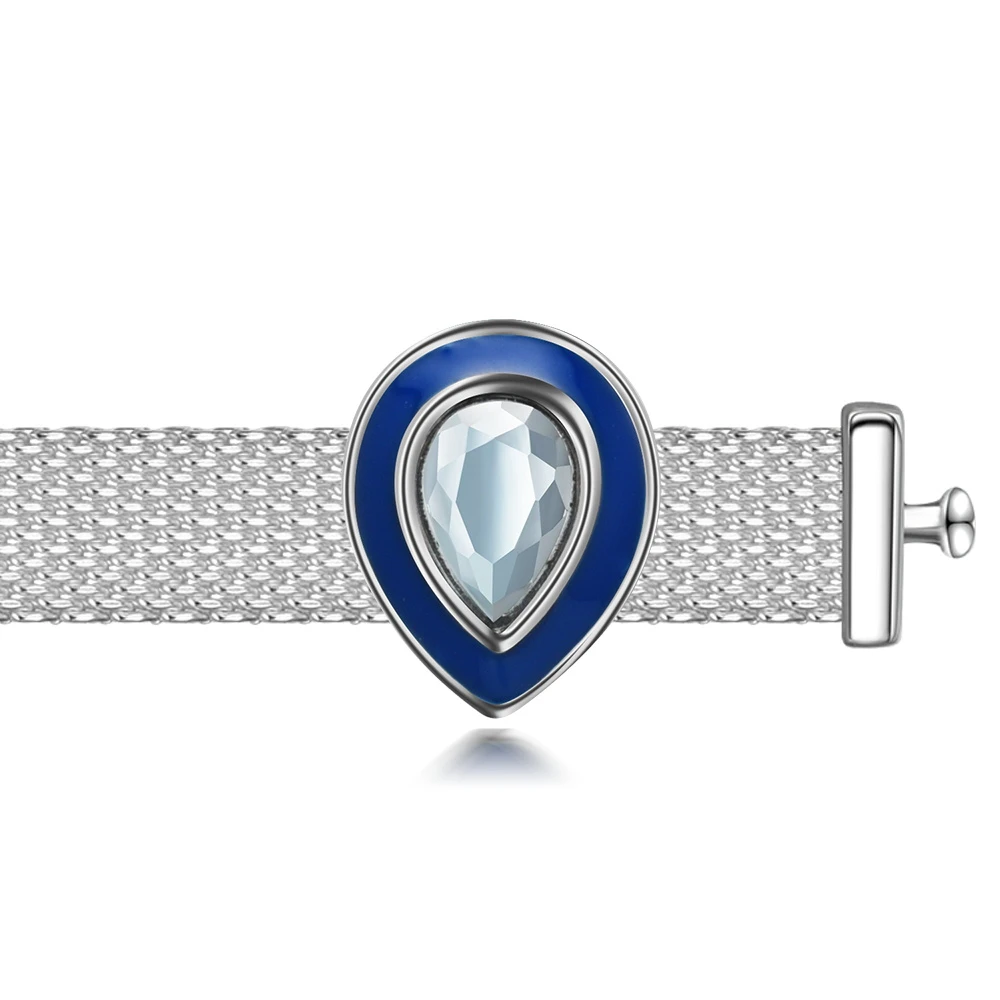 DEVOLOVE 925 серебро рефлексионы клип Подвески синий эмаль кристалл с бисером для