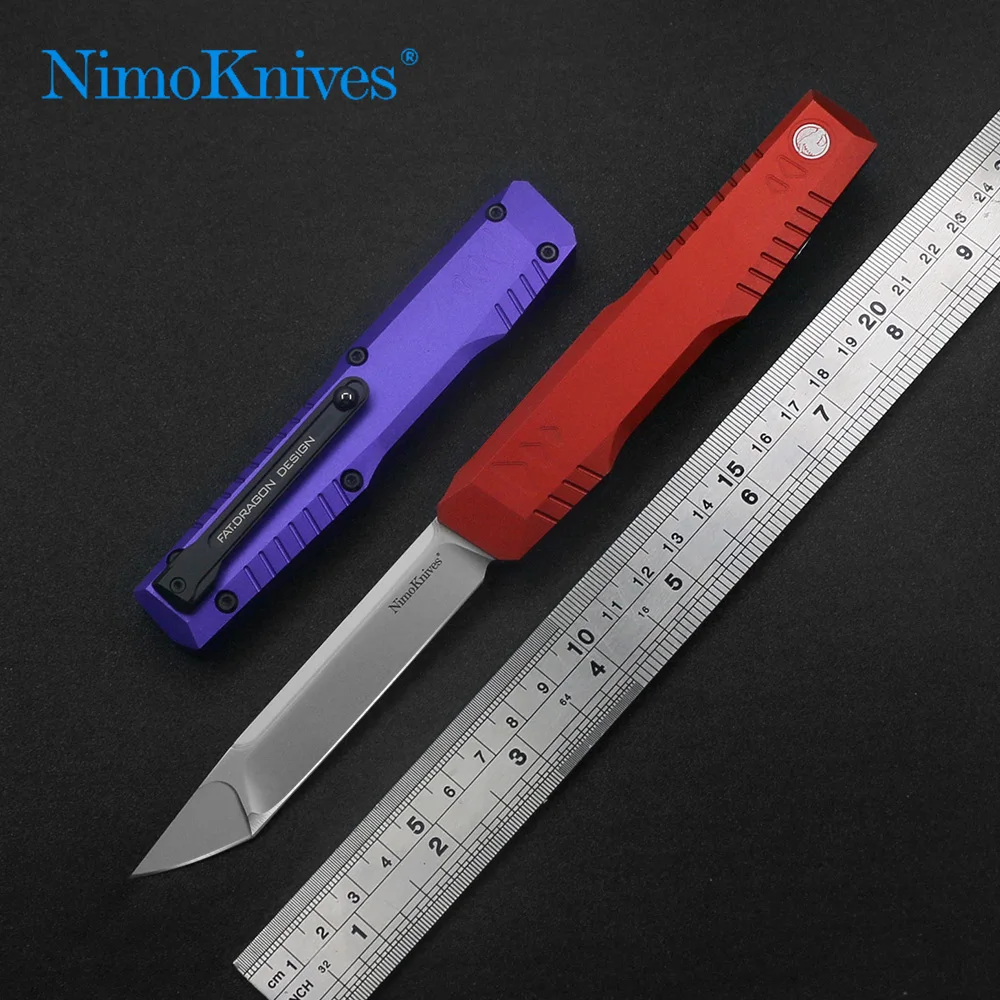 

Nimoknives & Fatdragon Original Design Outdoor Pocket OTF Hunting Tactical Knife D2 Blade Aviation Aluminum T6-6063 Handle
