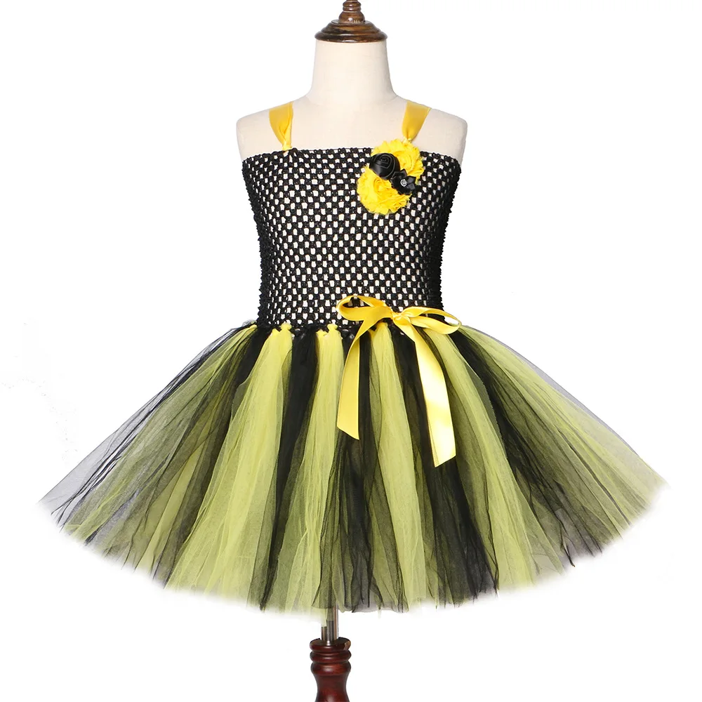 1 комплект платье-пачка для девочек с Пчелой желтое черное крыльями цветочным