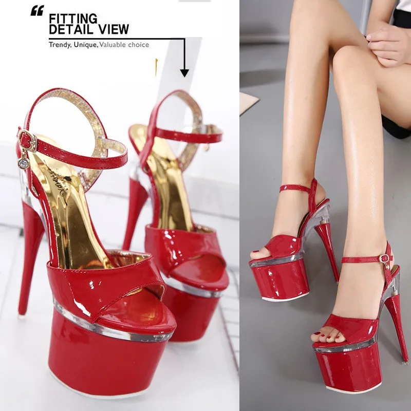 

Size 34-43 Summer New Women's 17.5CM Super High Heel Sandals Sexy 7CM Platform Model Catwalk Pumps Nightclub Stripper Stilettos