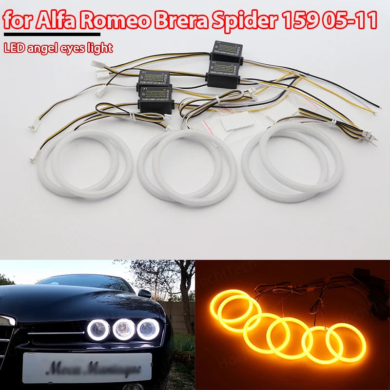 

Супер яркие DRL отличные 6 шт. Switchback для Alfa Romeo автомобиль Brera Spider 159 2005-2011 Хлопок светодиодсветодиодный ангельские глазки комплект колец Halo