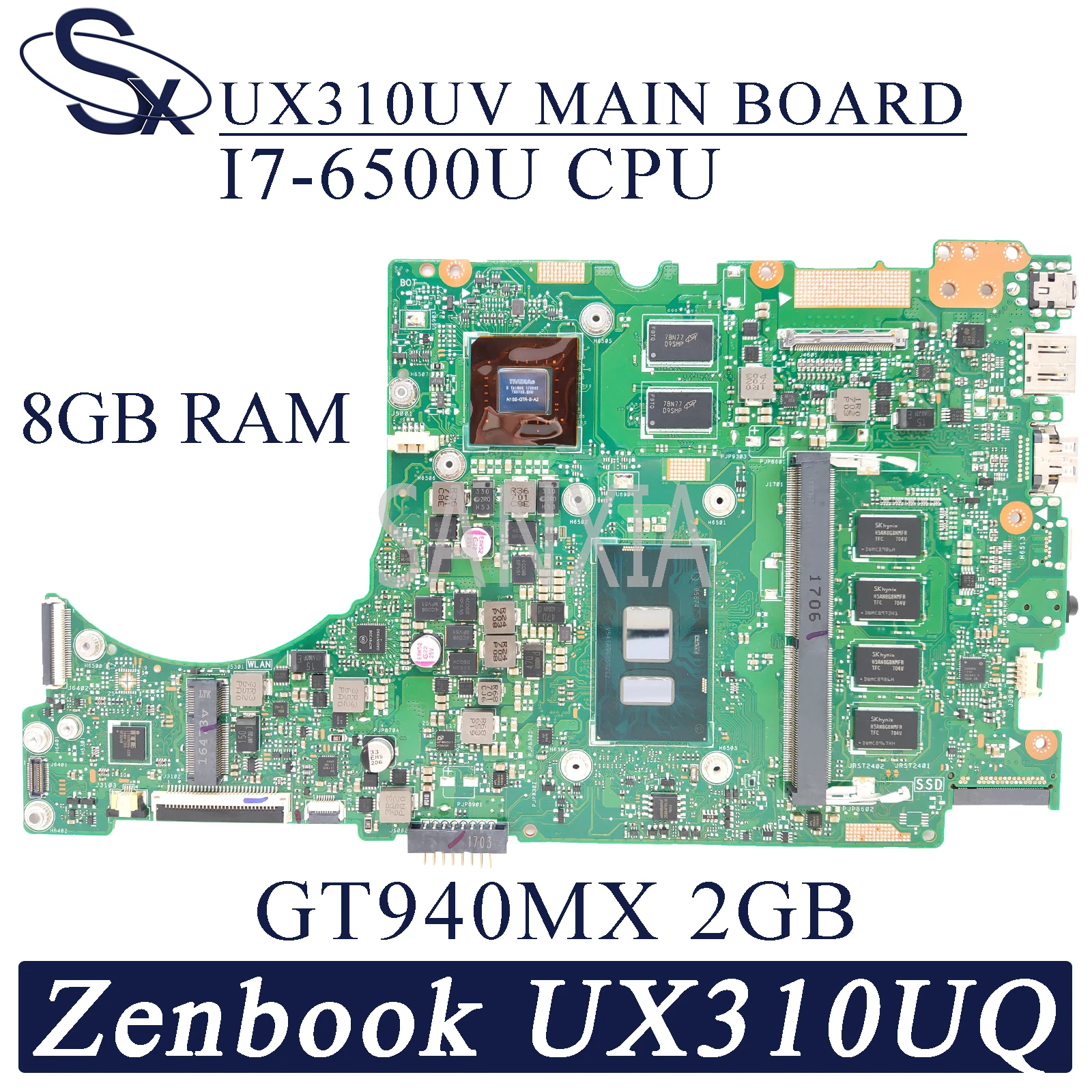 

Материнская плата KEFU UX310UV для ноутбука ASUS ZenBook UX310UQ UX310UQK UX310U, оригинальная материнская плата 8GB-RAM I7-6500U