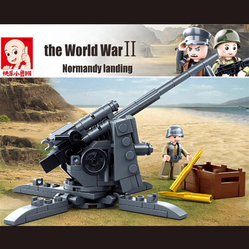 

Sluban 115Pcs Military WW2 Cannon Assault Armored Weapon Sandbag Armor Army Soldier Building Blocks Figures DIY Bricks Toys Gift