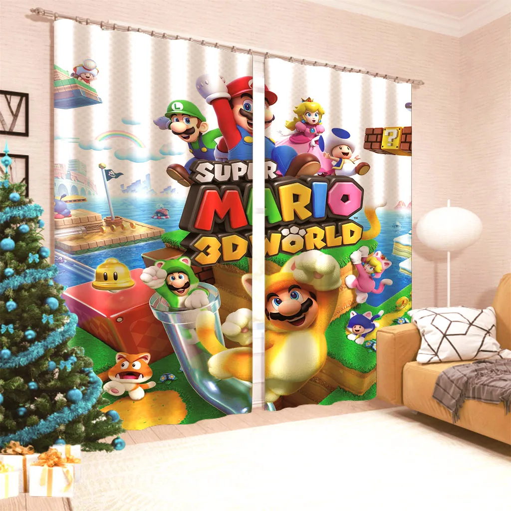 Супер Мари Bro 2 панелей/комплект Шторы блокировать ткань драп затемнение