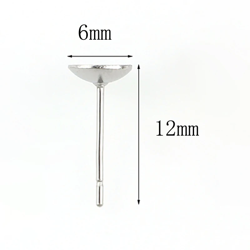 6x12mm 100 шт. Нержавеющая сталь серьги 4/5/6 чашка мм установка подходит кристалл серьги-гвоздики в виде капель с кристаллами в форме "сделай сам" для изготовления ювелирных изделий, столб уха заколки невидимки - Цвет: 6x12mm