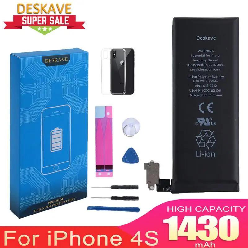 Совершенно новый аккумулятор большой емкости для iPhone 4S сменная батарея батареи