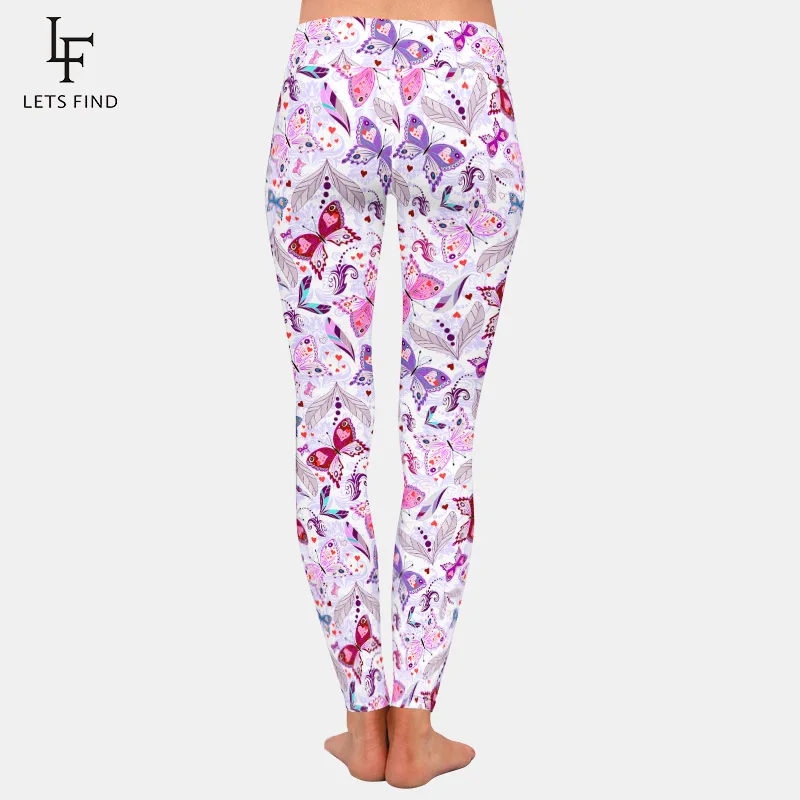 Брюки LETSFIND женские с принтом бабочек модные эластичные облегающие леггинсы