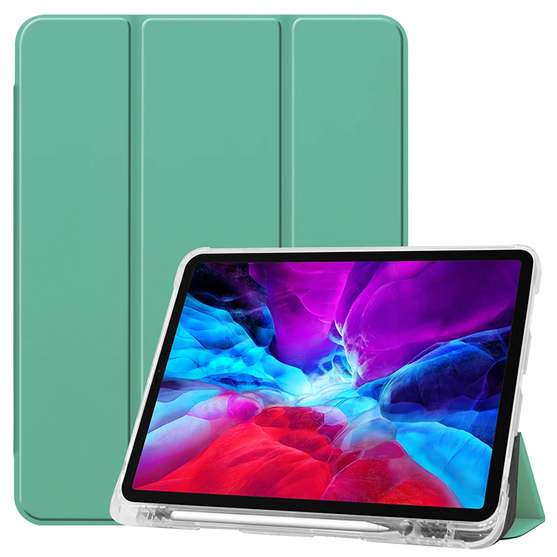 

TPU Case for iPad Pro 12.9 2020 PU Leather Smart Cover with Auto Sleep Wake UP and Pencil Slot for iPad Pro 12.9 2018+Pen