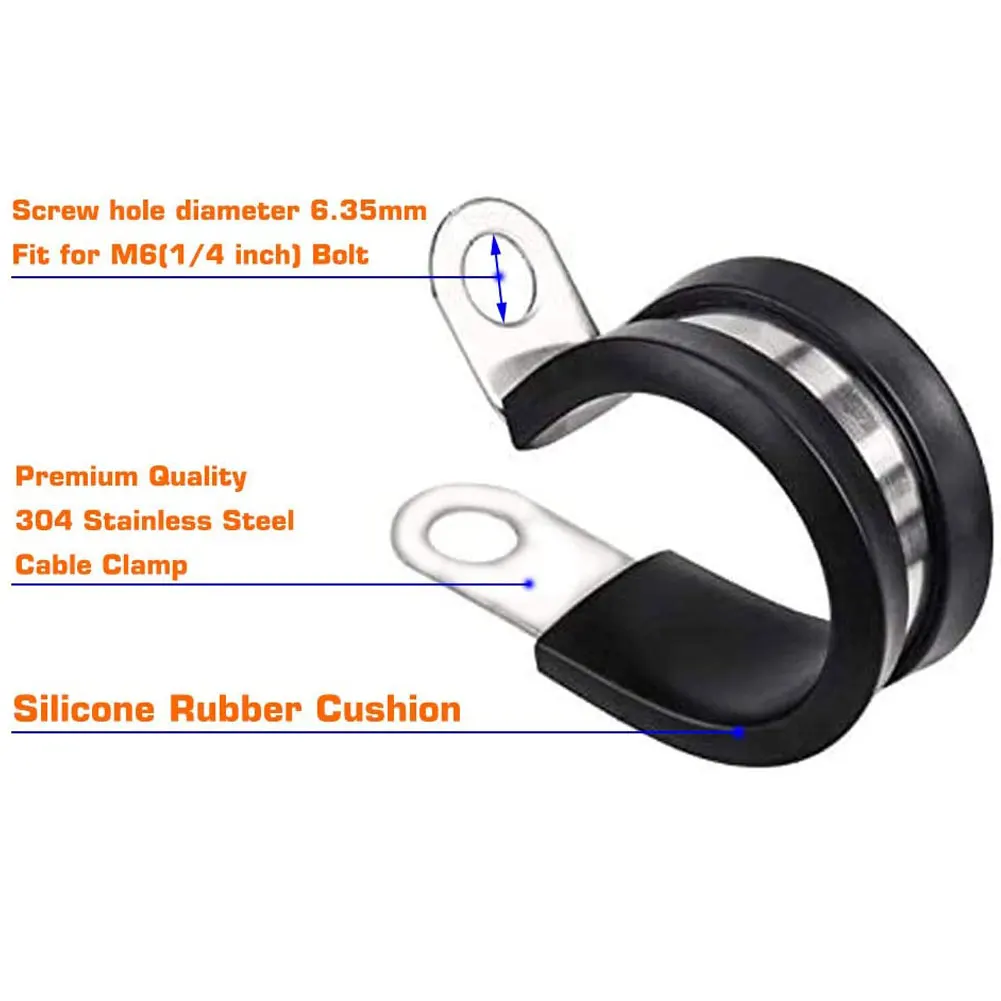 

20Pcs Wiring Hose Clamp Rubber Lined P Clips Pipe Cable Mounting Fix Fasteners Hardware Electrical Fittings Cable Fasteners Nice