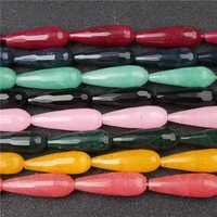 fashion jewelry multicolor drop shaped faceted chalcedony loose beads diy bracelet necklace and accessories