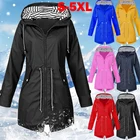 Куртка женская с капюшоном, базовая Водонепроницаемая ветровка на молнии, легкие карманы, дождевики