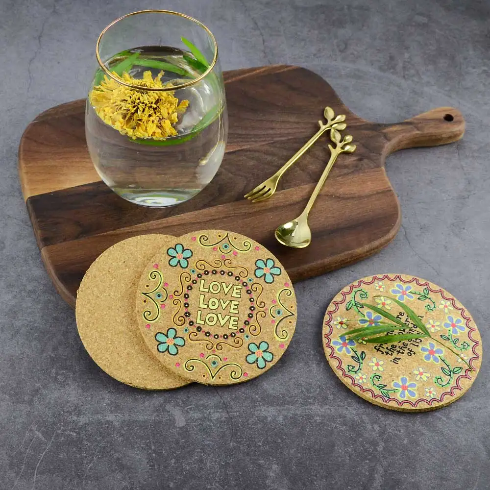 Творческий Co4pcs набор подстаканников винтажный с буквенным принтом круглый