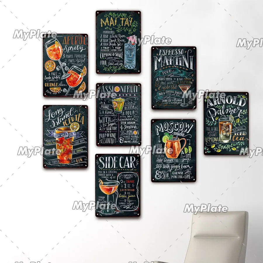 Коктейльный винтажный пивной металлический плакат вывеска для бара домашний