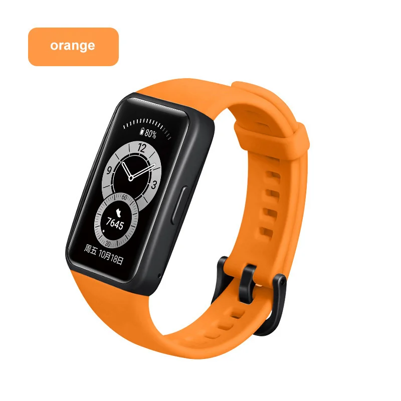 

2021 New For Huawei Bracelet 6 Silicone Monochrome Strap Multicolor Bracelet Strap Wrist Strap Easy To Install Sports Silicone