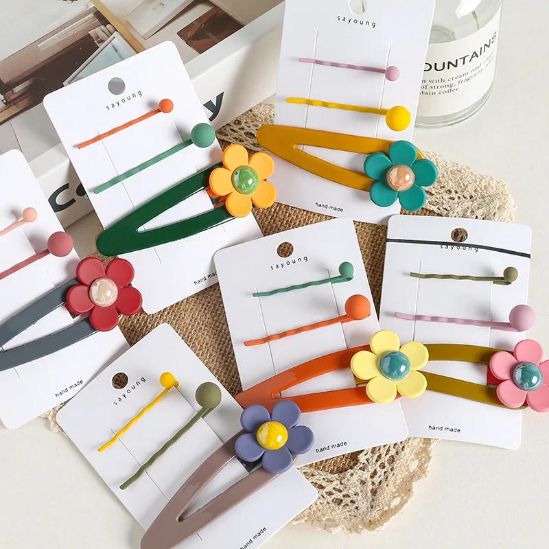 Новинка заколка для волос с красными цветами ins шариками элегантный ветер модный