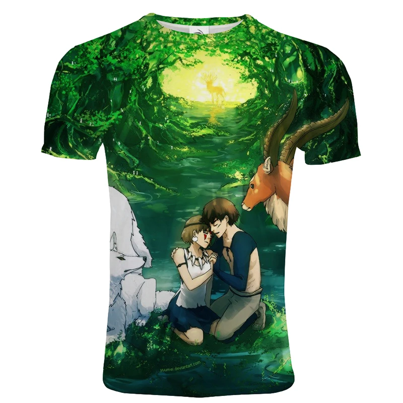 

Casual Men Women T-shirt Anime Style Streetwear 3D Print Princess Mononoke T-shirt Fashion O-Neck T-shirt 2020 Short Sleeve