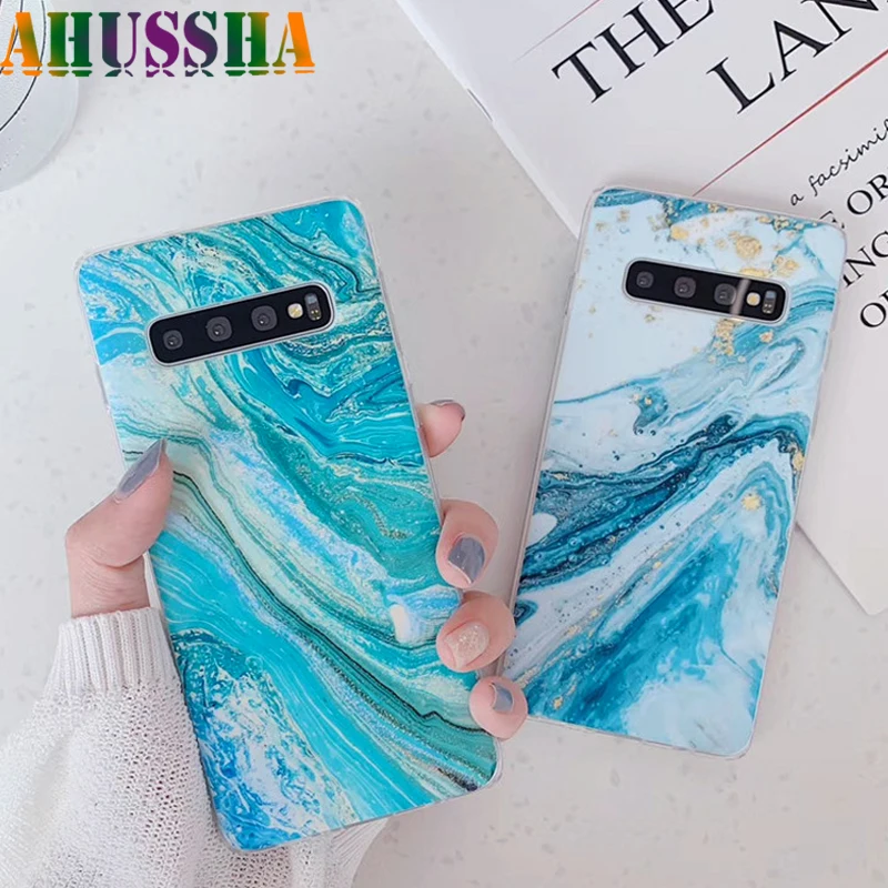 Силиконовый мягкий мраморный чехол с подставкой для Samsung Galaxy A50 A40 A70 S8 S9 S10 S10E Plus