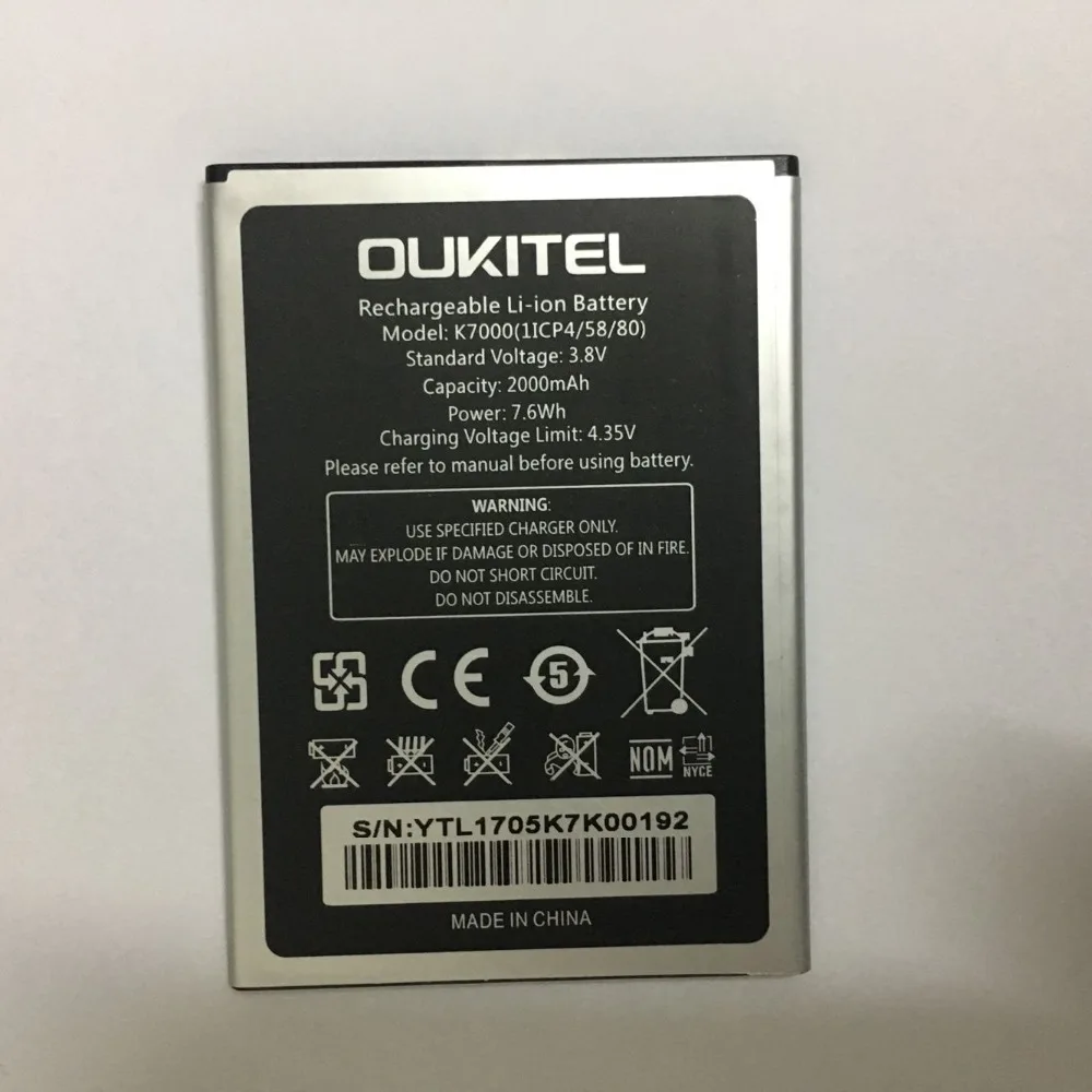 

Oukitel K7000 аккумулятор 100% оригинал 2000 мАч запасная батарея для Oukitel K7000 мобильный телефон