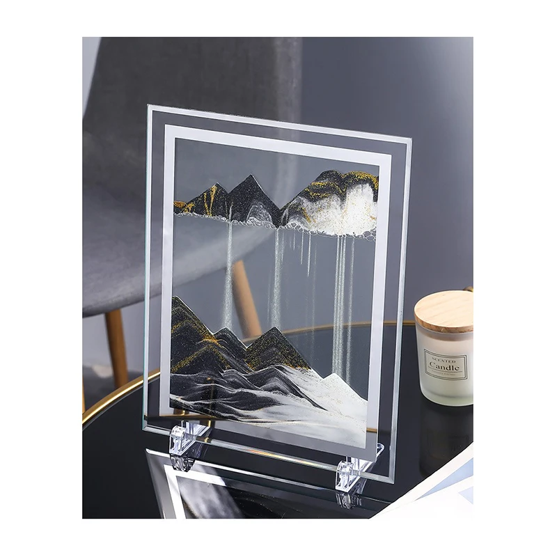 

7/12 Inch Quicksand Painting Painting Round Glass 3D Deep Sea Sand Art Scene Dynamic Display Quicksand Painting Home Decoration