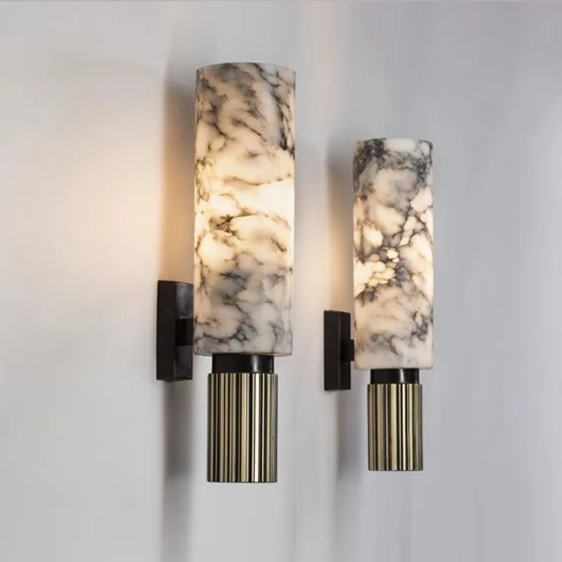 

Modern Chinese Art Dolomite Marble Wall Light Nordic Living Room Bedroom Wall Lamp Fixtures Surface Mount Wall Sconce Home Decor