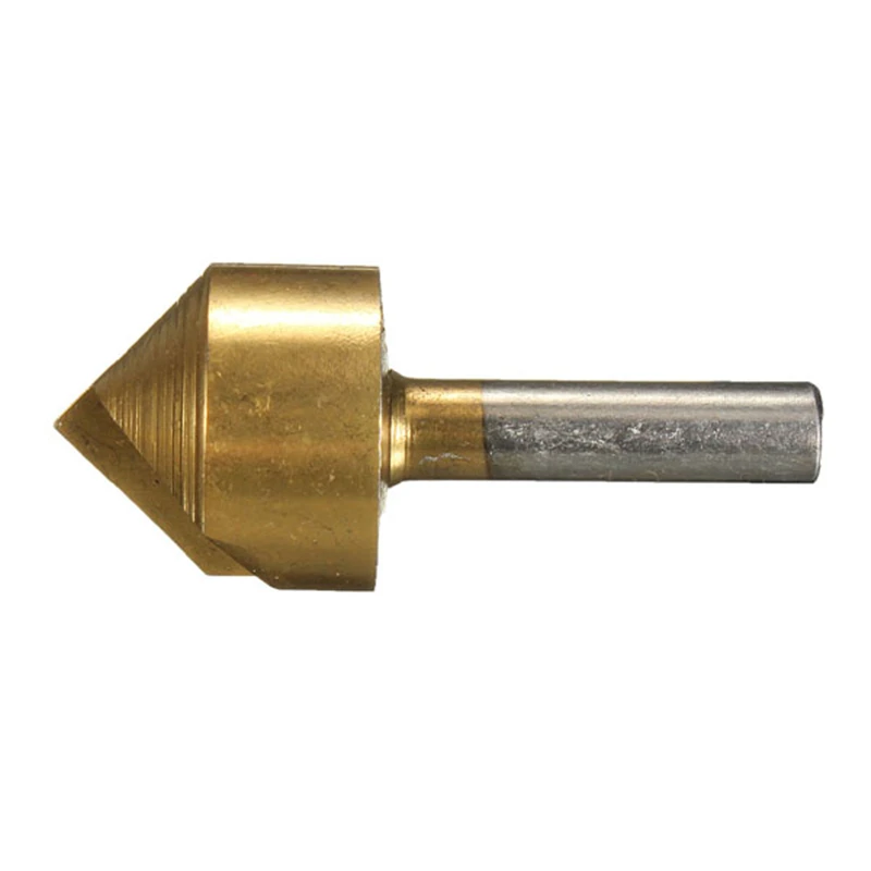 

5Pcs 6/10/13/16/19mm Titanium Coated 90 Single Flute edge Chamfer Countersink Drill Bit Chamfering Cutter