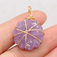 natural stone gem amethyst pendant irregular flower shape handmade crafts diy necklace jewelry accessories gift making 22x30mm