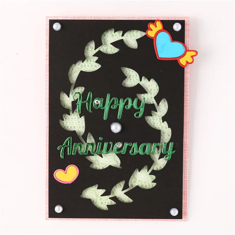 Eastshape Happy Anniversary Word Dies Love Metal Cutting for Card Making Scrapbooking Embossing Stencil Wreath Leaver | Дом и сад