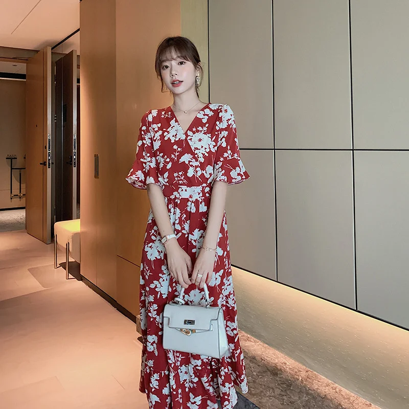 

Plus Size Women's Summer Print Stitching Flower Long Banquet Dress 2021 Bodycon Dress Elegant Sexy Woman Super Long Dress