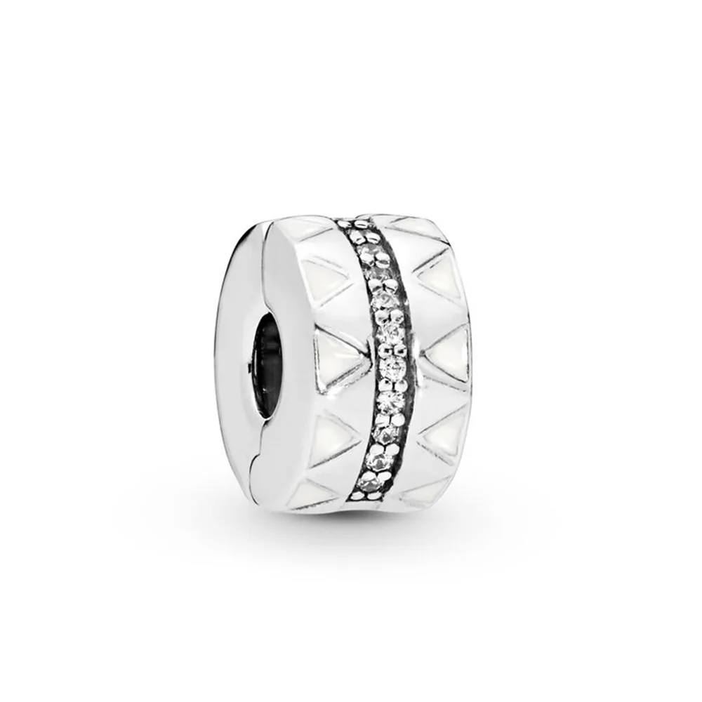 

Baofu 925 Sterling Silver Fixed Clip Shiny Triangle Charm Clip Beaded Suitable For Original Ladies Bracelet DIY Jewelry